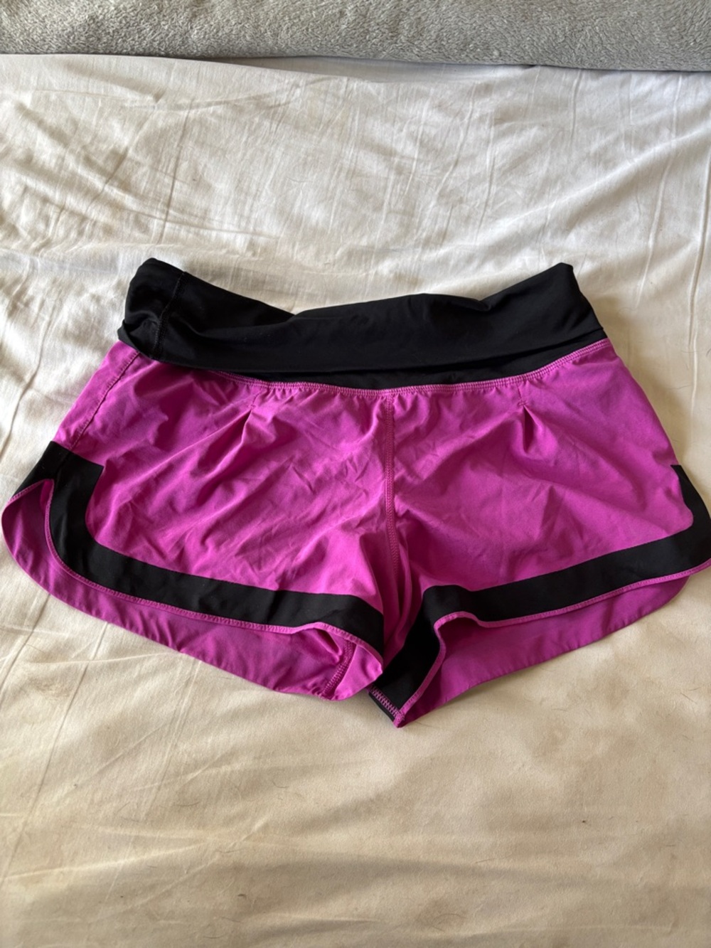 lululemon athletica Fuchsia Athletic Shorts with Black Waistband